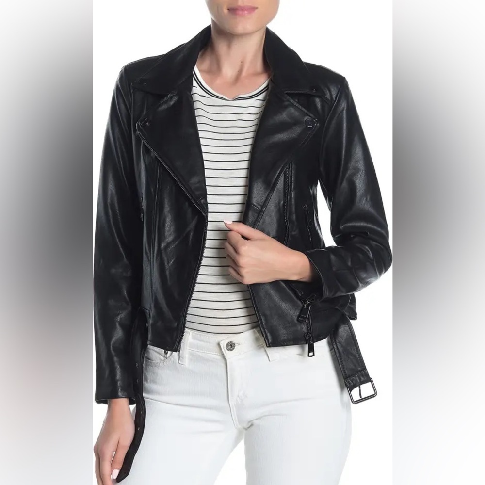 Black Leather Moto Jacket - Women’s Medium
